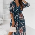 thumbnail image 4 of XZNGL Robe Maxi à Manches Longues pour Femmes Mode pour Femmes Bohème Col en V Ample Demi-Manche Ligne A Imprimé Floral Longue Robe Maxi Longue Robe Maxi pour Femmes Robe Maxi Florale pour Femmes, 4 of 9