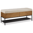 thumbnail image 1 of Bouclair Taupe Fabric Wood and Metal Storage Bench with Shoe Rack, 1 of 10