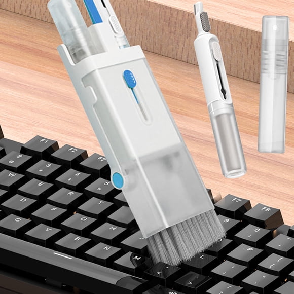 7-in-1 Keyboard Cleaning Kit for Laptops, Multi-Function Electronic Screen Cleaner, Spray for Headphones, Keyboards & Screens, Includes Brushes & Tools - Orange, Blue