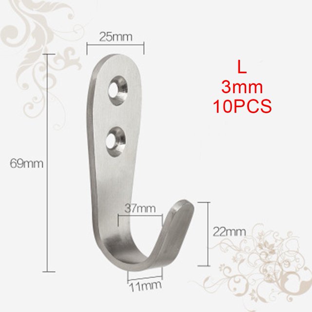 10XSolid Stainless Steel Wall Mount Single Hook Heavy Duty Rustproof Coat Hanger