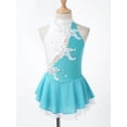 thumbnail image 3 of MSemis Enfants Filles Sans Manches Paillettes Floral Justaucorps de Ballet Tutu Jupe Patinage Artistique sur Glace et à Roulettes Robe de Compétition Costume Vert Lac&Blanc 8, 3 of 7