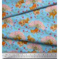thumbnail image 2 of Soimoi Modal Satin Fabric Tree,Floral & Deer Animal Fabric Prints by Yard 42 Inch Wide, 2 of 3