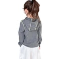 thumbnail image 3 of LYHaoo Spring And Autumn Children's Girls' Large Sized Hooded Zipper Pullover Coat With Trendy Contrasting Color Letter Style Casual And Versatile Outerwear Winter Outwear Gray Sizes 14-15 Years, 3 of 6