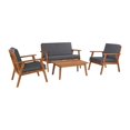 thumbnail image 1 of Linon Cooper Ensemble de Conversation d'Extérieur en Bois de 4 Pcs avec Coussins Gris, Fini Noyer, 1 of 31
