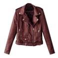 thumbnail image 1 of XZNGL Cropped Jacket Women Ladies Lapel Motor Jacket Coat Zip Biker Short Punk Cropped Tops, 1 of 1