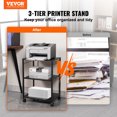 thumbnail image 2 of VEVOR Printer Stand, Height Adjustable 3 Tier Printer Stand, Printer Cart with Storage Shelves and Hooks for Printer, Scanner, Fax, Home Office Use, EPA Certified, Black, 2 of 9