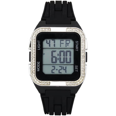 Ladies Black Sport Watch With Crystal Accents