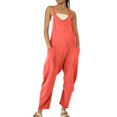 thumbnail image 4 of B91xZ Combinaisons Décontractées pour Femmes Combinaisons Amples avec Poches, Orange m, 4 of 5