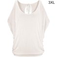 thumbnail image 2 of QualitChoice Hauts à Épaules Dénudées Col Rond Manches Courtes Chemise Ample Blouse d'Été Blanche 3TG, 2 of 6