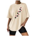 thumbnail image 1 of EQWLJWE Hauts d'Été pour Femmes Hauts pour Femmes Liquidation Mode Femme T-Shirt à Manches Courtes Col Rond Imprimé Blouse Ample, 1 of 5
