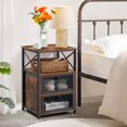 thumbnail image 1 of VECELO Nightstand with 2-Drawer and Open Storage Shelf, Sofa Side End Table for Living Room Bedroom, Brown, 1 of 6