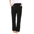 thumbnail image 1 of Timegard Womens Pants Plus Size Cotton Linen Straight Leg Elastic Waisted Drawstring Lounge Trousers, 1 of 5