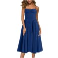 thumbnail image 1 of Gspmoly Robes Grande Taille pour Femmes aux Formes, Mode Femme Couleur Unie Style Dopamine Bretelle d'Épaule Bretelles Ajustables Robe à Poches Robe à Bretelles Col Rond Robes de Vacances pour Femmes jusqu'à 70 % de Rabais, 1 of 5