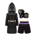 thumbnail image 2 of Kaerm Boys 3 Piece Boxing Tracksuit Halloween Cosplay Costume Satin Robe with Shorts Fighting Training Gloves Set Light Purple&Gold 6, 2 of 7