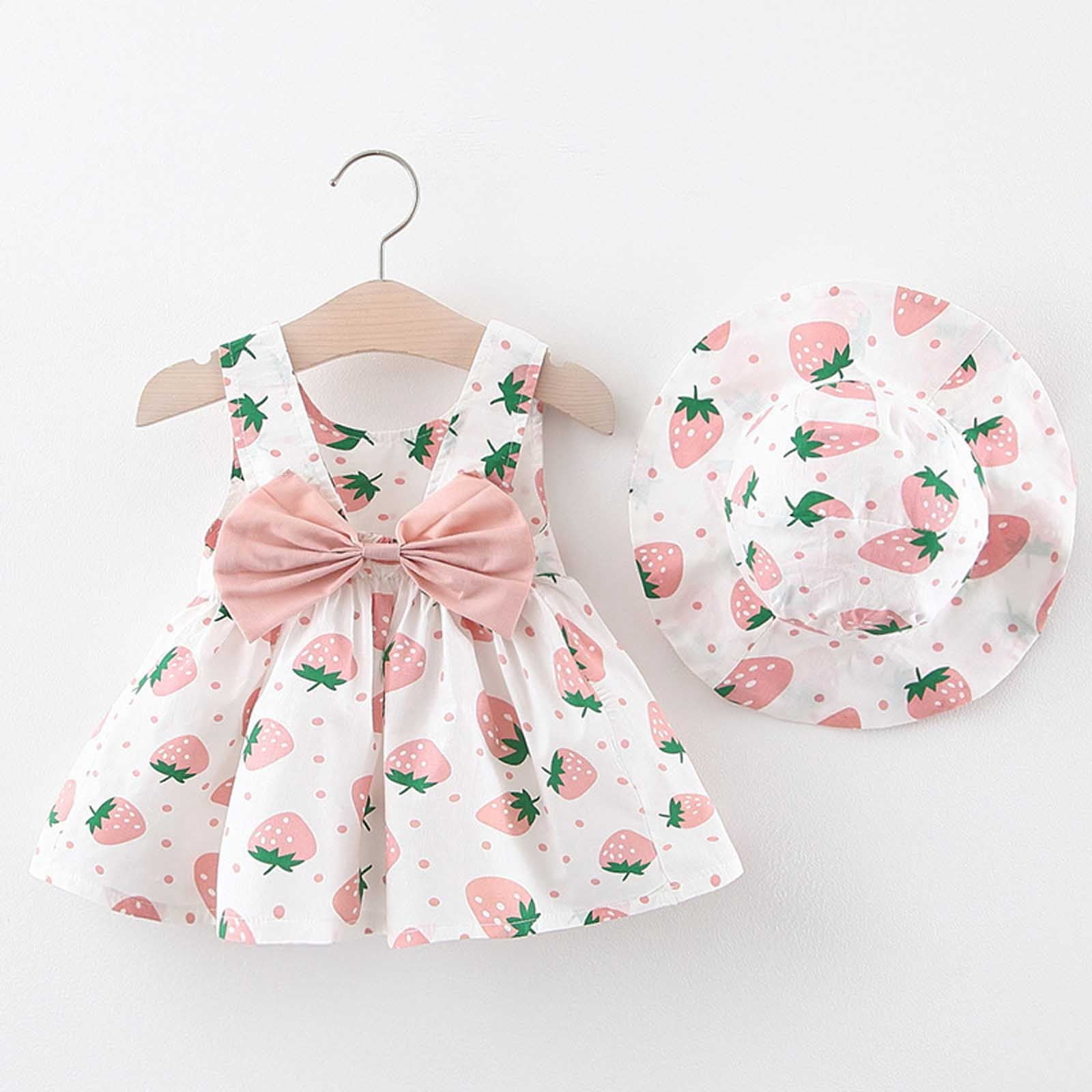 Robes pour Bébé Fille Sans Manches, Robes Tutu, Robes d'Été pour Filles avec Chapeaux, 2 Pcs, Robe de Fée, Tout-Petit 3-12 Mois
