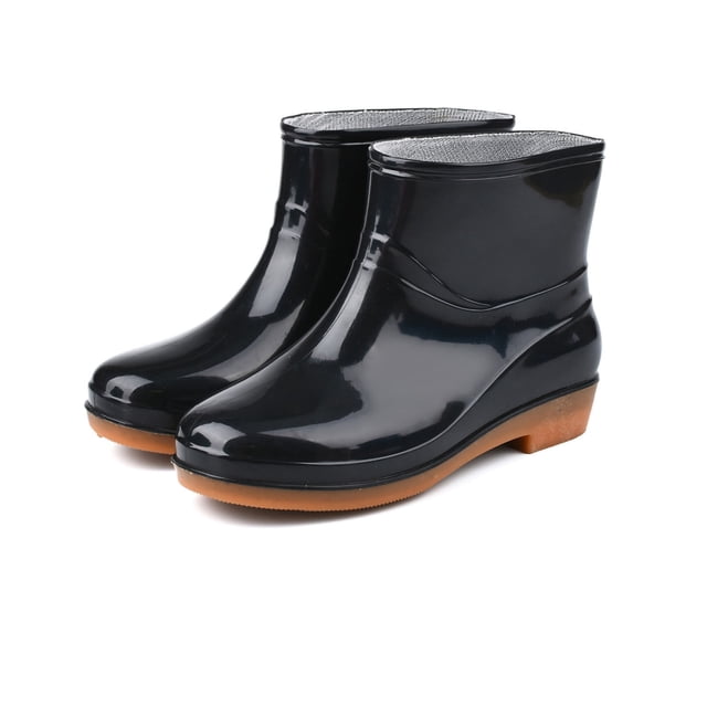 Boot Womens Rain Boots Fashion Antiskid Short Rain Boot Round Head Radian PVC Plastic Rain Boots