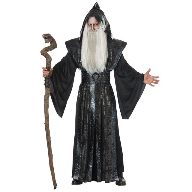 Déguisement d'Halloween pour Homme Dark Wizard, Robe de Sorcier Médiéval Magique P/M à G/TG Neuf