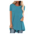 thumbnail image 3 of JIRNDf Chemises pour Femmes Hauts Tendance Été Mode Grande Taille Col Rond Manches Courtes Longues Tuniques pour Femmes Blouse Décontractée Bleu Ciel P, 3 of 9