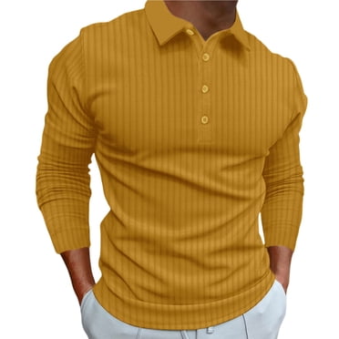 FhsagQ Men's Shirts Men's Shirts Tops Men'S Fashion Solid Color Casual Stand Stretch Vertical Long Sleeve Shirt Men's Shirts Tops Super Fit Xl Mens Shirts Cotton Yellow L