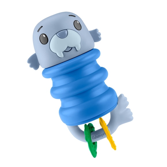 Fisher-Price Squishseas Silicone Walrus Rattle & Teether Activity Toy for Newborn Baby