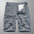 thumbnail image 1 of SDNall Men Casual Solid Zipper Button Pockets Elastic Waist Cropped Cargo Shorts, 1 of 9