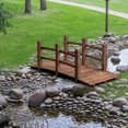 thumbnail image 4 of Costway 5' Wooden Bridge Stained Finish Decorative Solid Wood Garden Pond Arch Walkway, 4 of 10