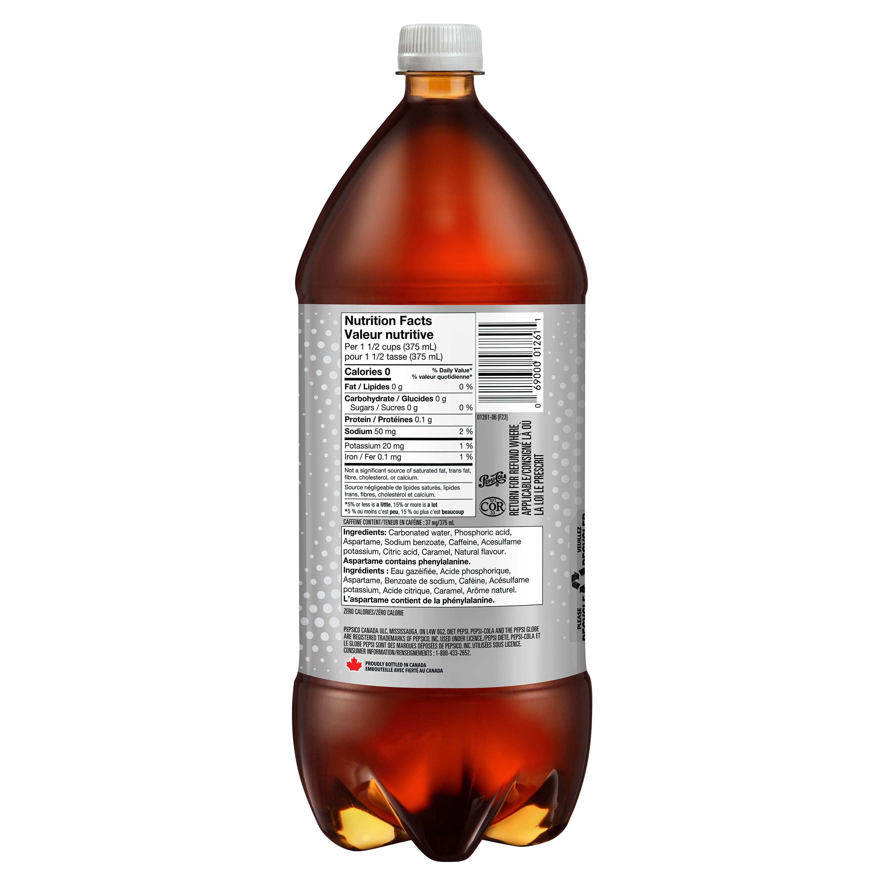 Pepsi Diet Cola 2 L, Bottle