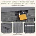 thumbnail image 2 of Homall 120 Gallon Outdoor Patio Box Deck Plastic Resin Storage Box Backyard, Dark Grey, 2 of 8