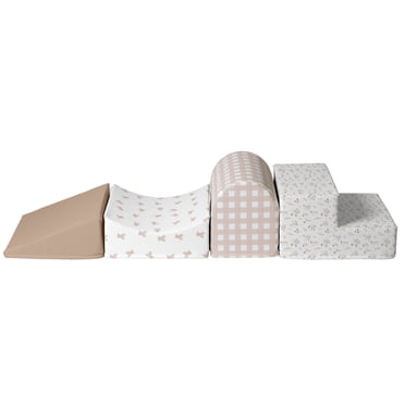 KIDKII Ensemble de 4 Pcs Blocs de Mousse Souples Originaux pour Tout-Petits, Gym de Jeu à la Maison, Beige