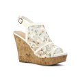 thumbnail image 1 of BLISSFUL STEP Chaussures pour Femmes à Bout Ouvert à Plateforme avec Lacets Sandales Compensées Blanc Vert 9, 1 of 7