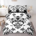 thumbnail image 1 of YST Baroque Damask Bed In A Bag 7 Piece Black White Gothic Boho Floral Full Bedding Set With Sheets Abstract Geometric Flowers Comforter Set European Victorian Reversible Bed Set, 1 of 5