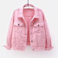 thumbnail image 2 of jsaierl Women Spring And Autumn Coats Warm Solid Long Sleeve Denim Jacket Outerwear, 2 of 5