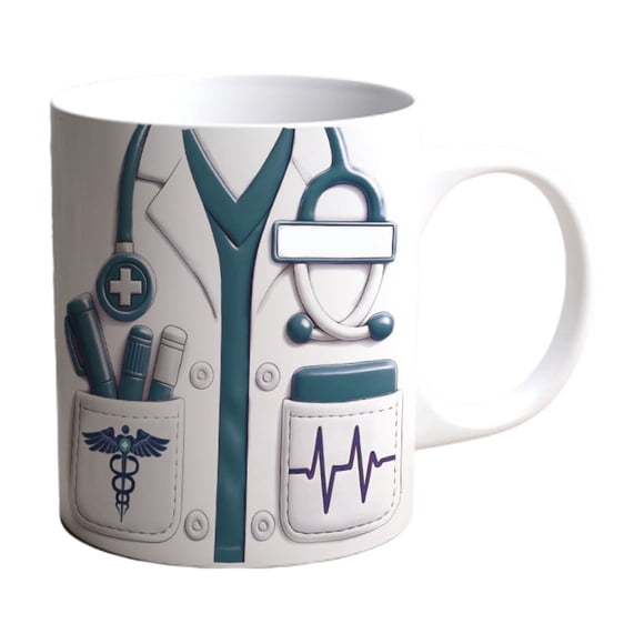 Doctor Coat Style Mug Ceramic Medical Coffee Cup Commemorative Drink Mug Durable Large Capacity Handle Desk Use Gift for Doctors Medical Students Office Home Hospital Use