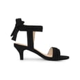 thumbnail image 3 of BLISSFUL STEP Women Open Toe Ankle Bow Tie Mid Heels Sandals Black 9, 3 of 7