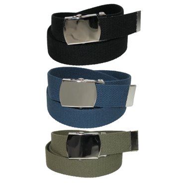 CTM® Ceinture Ajustable en Coton avec Boucle en Nickel (Lot de 3 Couleurs)