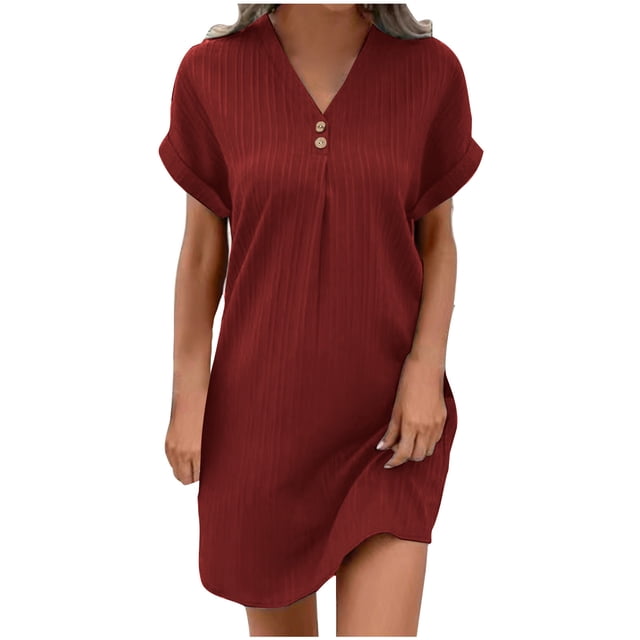 UPPADA Robe Midi d'Été pour Femme à Manches Courtes, à Volants, Imprimé Floral, Robe Soleil à Col en V Profond, Taille Haute, Courte et Fluide, Robe Maxi, Décontractée, Vacances, Robes Soleil, Robe Soleil Grande Taille Rouge, G