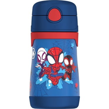 Thermos Kids 10 oz Stainless Steel Straw Bottle, Spiderman