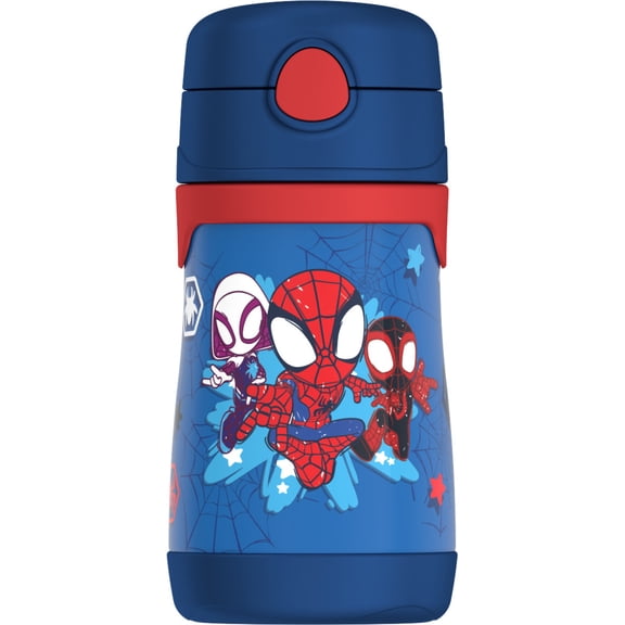 Thermos Kids Bouteille avec Paille en Acier Inoxydable 10 Oz, Spiderman