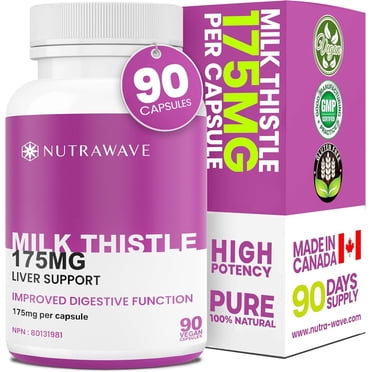Nutrawave Milk Thistle 175 mg – Liver & Digestive Support, 80% Silymarin Extract, Herbal Supplement, 90 Vegan Capsules, Non-GMO, Gluten-Free, Made in Canada
