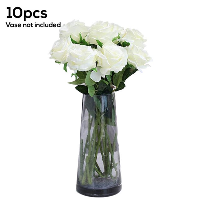 10pcs Artificial Rose Flower Simulation Floral Decor Home Office Wedding Cloth Fake Flower Purple