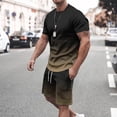 thumbnail image 1 of NTACZA Short Sleeve Shorts Set Mens Shirt Athletic Tracksuits Men's Gradient Crew Neck Sweatsuits L, 1 of 7
