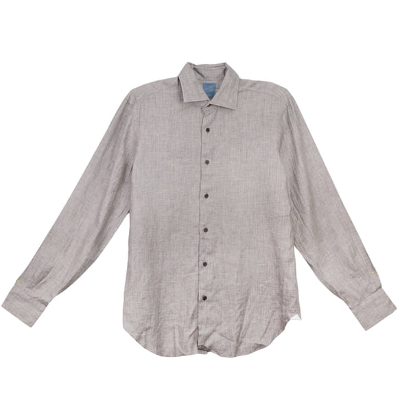 Barba Napoli Men's Grey Dandylife Cotton Button Down Casual Button-Down Shirt - M