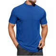 thumbnail image 3 of QATAINLAV Prime Big Sale Days, T-Shirts Décontractés pour Hommes de Couleur Unie à Manches Courtes à Col Rond Blouses d'Été Coupe Ajustée Chandails à Enfiler Blouses T-Shirts Basiques Hauts Bleu Foncé L, 3 of 8