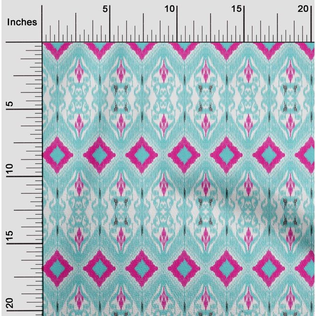 oneOone Cotton Poplin Fabric Geometric Ikat Printed Craft Fabric BTY 56 Inch Wide