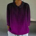 thumbnail image 1 of RXIRUCGD Haut Décontracté Rétro pour Femme à Imprimé, Manches 3/4, Haut/chemise à Manches en V, Violet, Taille : M, 1 of 5