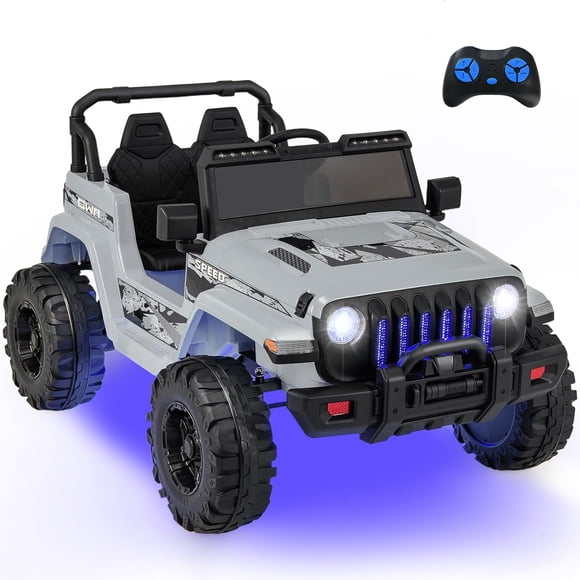 OLAKIDS Camion Auto à Chevaucher, Jeep à Batterie 12 V avec Télécommande pour Parents, 3 Vitesses, Radio Musique Bluetooth, Lumières DEL, Démarrage en Douceur, Véhicules Électriques pour Garçons Filles Enfants Tout-Petits