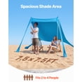 thumbnail image 2 of VEVOR Beach Tent Sun Shelter, UPF50+ Sun Protection, 6.6 ft Tall, 7.5x7.5 ft, Easy Pop Up Beach Canopy with Sandbags, Stability Poles, Sand Shovels, Portable Shade for Family Outings, Camping, Fishing, 2 of 9