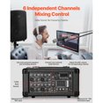 thumbnail image 3 of KFFKFF Professional PA System, 800W Powered, Sound System Set with 6 Channel Mixer, Dual Speakers, Wireless Bluetooth, Microphone, Compact Stands, 3 of 9