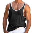 thumbnail image 2 of asjyhkr Mens Sleeveless Tank Tops Crew Neck Button down Undershirts Summer Fashion Sleeveless Comfy Basic Tees, 2 of 3