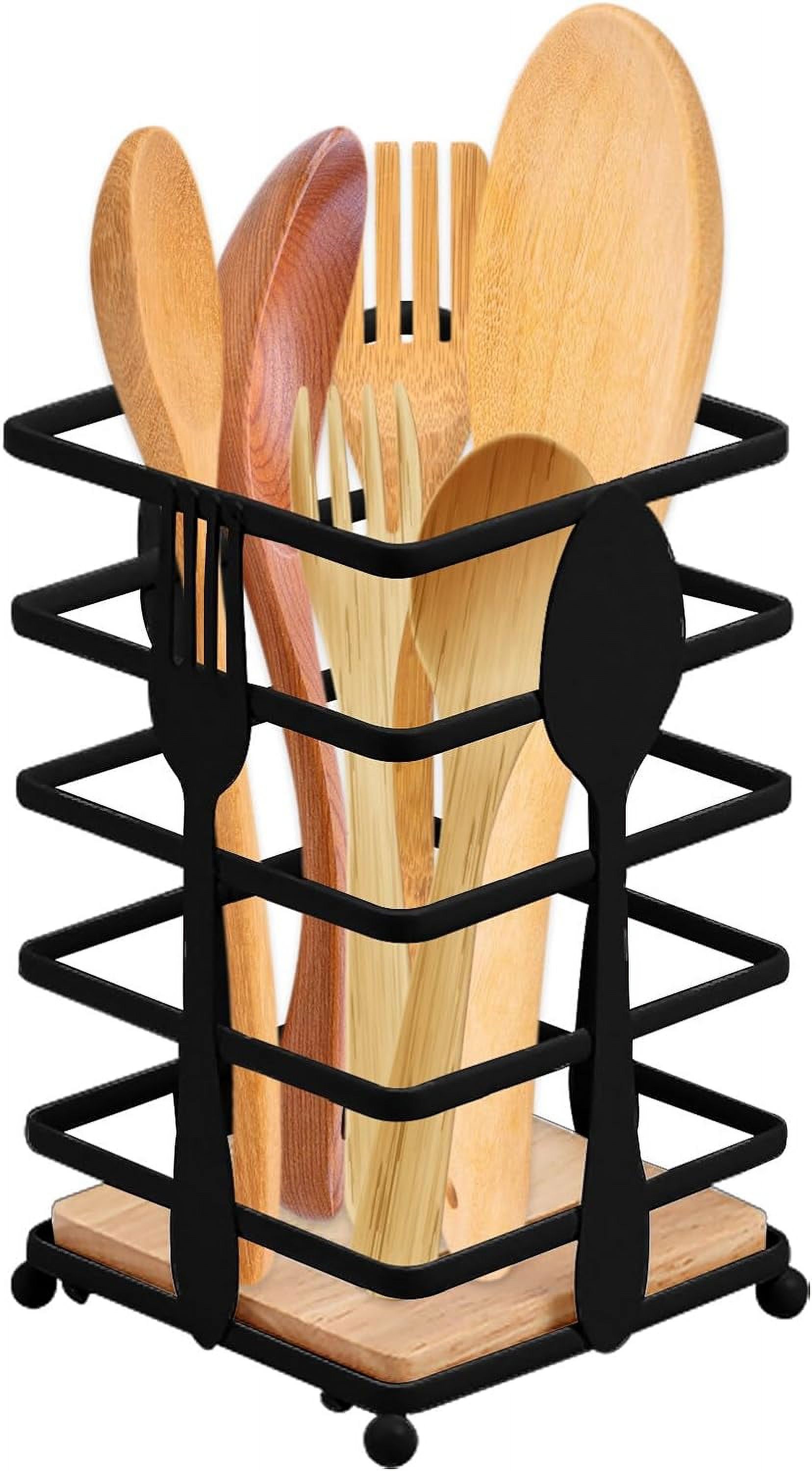 Utensil Holder, Kitchen Utensil Holder, Square Kitchen Utensil Stand, Black